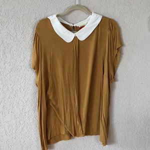 Modcloth Mustard Peter Pan Collar Top